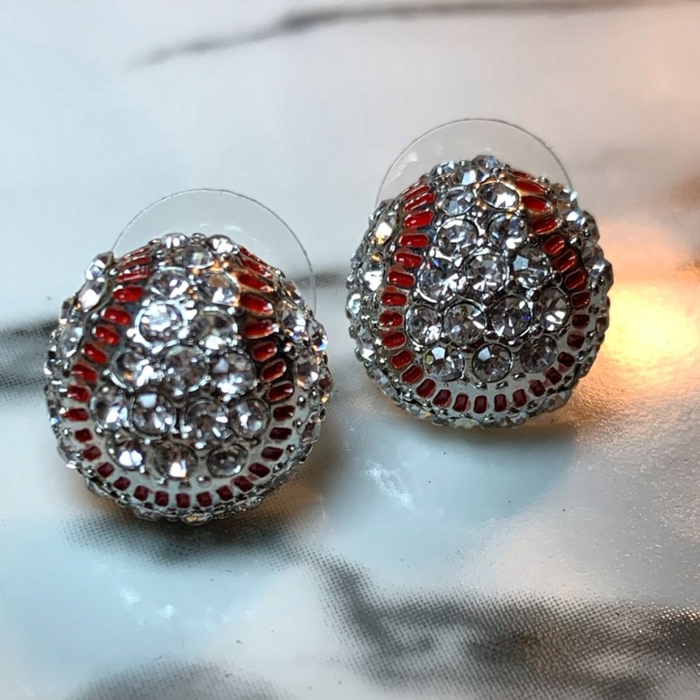Crystal Baseball Earrings